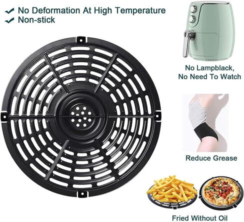 صينية بديلة للمقلاة الهوائية، طبق مقرمشة لمقلاة الهواء مقاس 7.87 بوصة، لوحة شواية مقلاة هوائية دائرية، مقلاة طلاء غير لاصقة، ملحقات أجزاء رف مقلاة الهواء، آمنة للاستخدام في غسالة الأطباق in Kuwait