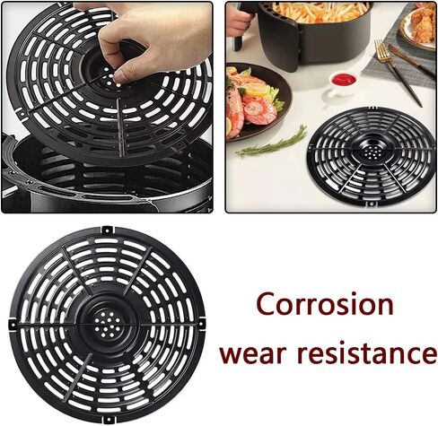 صينية بديلة للمقلاة الهوائية، طبق مقرمشة لمقلاة الهواء مقاس 7.87 بوصة، لوحة شواية مقلاة هوائية دائرية، مقلاة طلاء غير لاصقة، ملحقات أجزاء رف مقلاة الهواء، آمنة للاستخدام في غسالة الأطباق in Kuwait