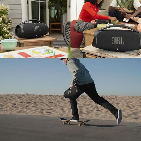 مكبر صوت محمول JBL Boombox 3 WiFi لاسلكي بتقنية البلوتوث، أسود - IP67 مقاوم للغبار ومقاوم للماء Airplay Alexa PartyProof HD 3D Sound (متجدد) in Kuwait