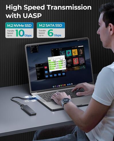 ORICO M.2 NVMe SSD Enclosure, USB 3.1 Gen 2 (10 Gbps) to NVMe PCI-E M.2 SSD Case Support UASP for NVMe SSD Size 2230/2242/2260/2280(up to 4TB)-M2PV in Kuwait