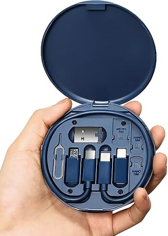 صندوق تخزين تحويل كابل USB C سلك شحن متعدد (USB-C إلى Lightning/USB-A/Type C/Micro) محول OTG لنقل البيانات للوحة الهاتف والكمبيوتر المحمول والكمبيوتر اللوحي ودبوس إخراج صينية فتحة البطاقة وحامل الهاتف in Kuwait