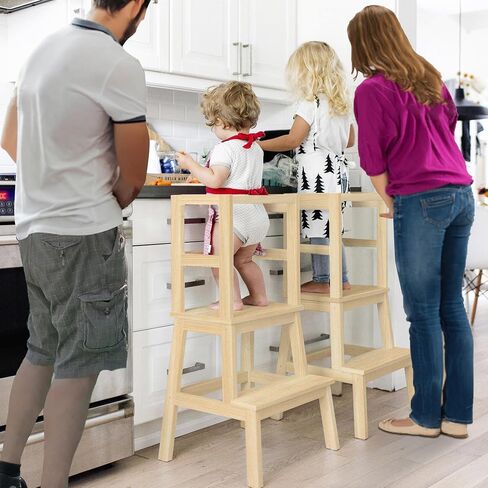 Toddler Tower,Kitchen Step Stool for 18 Months and Older,Solid Wood Kid Kitchen Stool(Blue) in Saudi Arabia