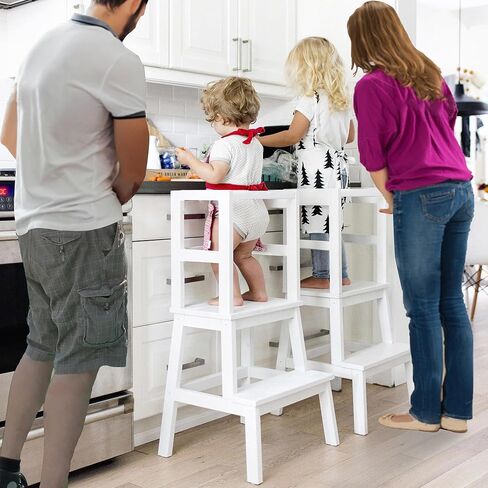 Toddler Tower,Kitchen Step Stool for 18 Months and Older,Solid Wood Kid Kitchen Stool(Blue) in Saudi Arabia
