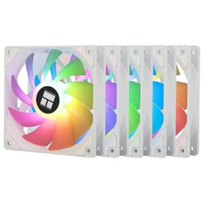 Thermalright TL-C12CW-S X5 CPU Air Fan 120mm ARGB Case Cooler Fan, PWM Silent Computer Fan with S-FDB Bearing, up to 1550RPM Speed Cooling Fan,PC Cooling Fan,5-Fan Packs,White