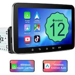 7 Inch Single Din Touchscreen Car Radio – Wireless Apple CarPlay, Android Auto, GPS Navigation, Bluetooth, WiFi, FM, USB, Hands Free Calling, Mirror Link Car Play Stereo Receiver