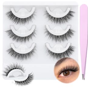 wiwoseo Eyelashes Natural Faux Mink Lashes Wispy Fluffy Curly 3D Effect Fake Eyelashes 10 Pairs Pack