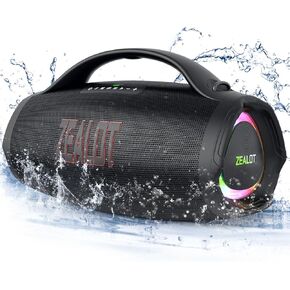 ZEALOT Portable Bluetooth Speaker, 160W RMS Speaker Bluetooth Wireless, IPX6 Waterproof BT5.3, Extra Loud Deep Bass Party Speaker, 36000mah Power Bank/EQ/USB/TF Card/AUX, for Home, Outdoor,Travel