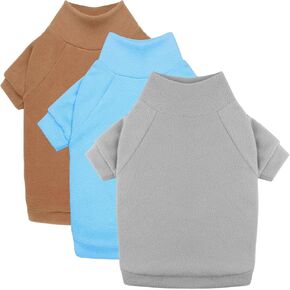 3 Pack Dog Sweaters for Small Dogs, Fleece Dog Sweater Dog Clothes Turtleneck Soft Warm Dog Sweatshirt Puppy Sweater Boy Girl Pet(Gray+Blue+Coffee,S)