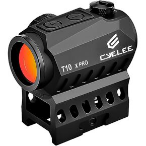 Cyelee T10 X PRO Multi-Reticle Red Dot Sight Shake Awake Rifle Scope 1x 20mm - 30 MOA Circle & 2MOA Dot with Absolute Co Witness Riser