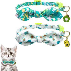 KOOLTAIL Cat Collar Breakaway with Bells - 6 Pack Glow in The Dark - Stars & Moon Charm Pendent Pet Reflective Collars Ideal for Kitten Cats Puppy