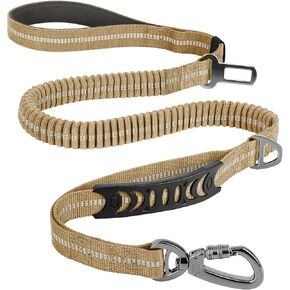 Forestpaw Tactical Dog Leash Heavy Duty,4-6FT Bungee Dog Leash with Shock Absorption,Reflective Training Leash with 2 Handles and Car Seatbelt for Medium Large Dogs,Orange