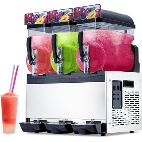 Acekool White Commercial Slushy Machine - 15Lx3 Tank, 860W Power, Temperature Preservation, Ideal for Margaritas, Smoothies & Frozen Drinks, Perfect for Restaurants & Cafes.