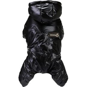 Dog Coat Windproof Jacket Cold Weather Coat 4 Legs Warm Dog Jumpsuit Winter Thick Clothes Snow Proof Coat Cotton Dog Coat for Small Dog Medium Cat Silver XL
