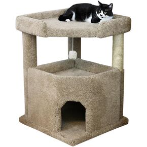 Prestige Cat Trees Brown Solid Wood Condo Mansion, Large