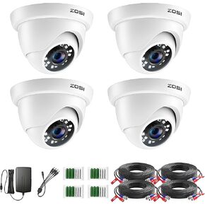 ZOSI 5MP 3K Lite 8 Channel H.265+ Home Security Camera System with AI Human Vehicle Detection, 8CH Surveillance DVR, 8 x 1080p Weatherproof CCTV Dome Camera Outdoor Indoor, 80ft Night Vision, 1TB HDD