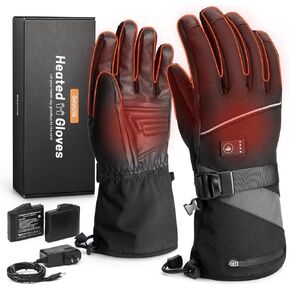 Heated Gloves for Men Women, Electric Waterproof & Windproof Rechargeable Battery Gloves, Winter Motorcycle Warm Gloves with Touchscreen for Hunting Cycling Skiing Hiking Camping Working(Large)