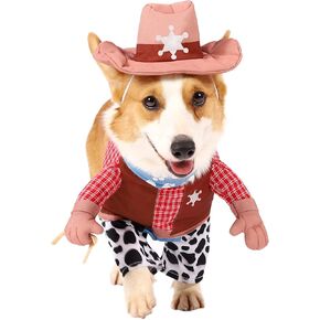 Spooktacular Creations Halloween Pet Dog Cowboy with Cowboy Hat, Bandana for Dress-up Parties, Role-Playing, Outdoor Activity (Medium)