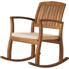 Christopher Knight Home Selma Acacia Rocking Chair with Cushion, Teak Finish