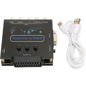 Estink RGBS VGA SCART to YPBPR Converter, Game Screen Color Brightness Adjustable RGBS VGA SCART to YPBPR Component Converter for SFC for Genesis for N64 for Dreamcast for Wii for MD