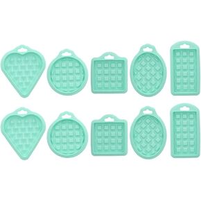 10Pcs Silicone Waffle Molds, Green Reusable Waffle Maker Baking Tray Mold for Waffle Cake Chocolate 5 Shapes