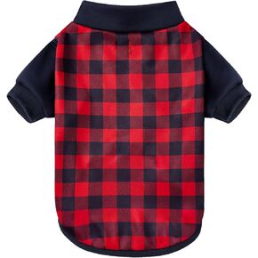 GreenJoy Plaid Dog Christmas Outfit - Turtleneck Dog Sweater with Leash Hole, Soft & Warm Dog Cold Weater Coat for Dogs and Cats, Perfect for Christmas (Red & Navy Blue Plaid, Medium)