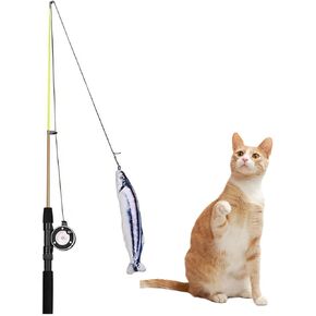 لعبة عمود صيد السمك للقطط، عصا دعابة تفاعلية للقطط، لعبة قطب الصيد للقطط قابلة للسحب مع بكرة، عمود للقطط للقطط الداخلية، صائد صنارة صيد القطط للقطط الصغيرة، لعبة ريشة القطط، الفأر in Kuwait