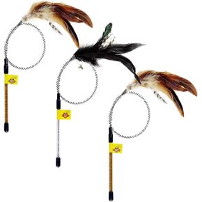 Cat Wand Toys,3Pcs Spring Feather Wand Toys for Cats and Kittens,Interactive Cat Toy Kitten Toy for Indoor Cats to Play Chase Exercis.