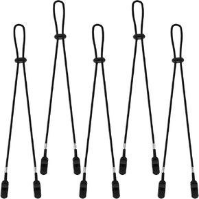 5 Pieces Anti-Lost Hat Clips for Wind, Adjustable Hat Strap Clips, Stampede Strings for Cowboy Hats, Chin Straps for Hats for Travel Golfing Boating Fishing Hat Outdoor Black
