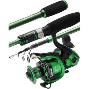 Ghosthorn Fishing Rod and Reel Combo, Graphite Telescoping Fishing Pole Collapsible Travel Compact Rod for Freshwater Saltwater Fishing Gifts for Men Women (Fishing Rod+Reel(No Lures&Line), 2.1M 7FT)