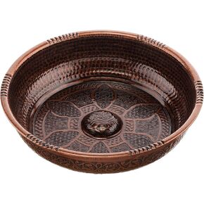 DEMMEX - Fall 2024 - Decorative Engraved Metal Pet Food Bowl for Dogs & Cats, Decorative Turkish Bowl, Thick Heavy Durable Zamak Metal, 8x2, 33 oz Capacity (Chocolate)