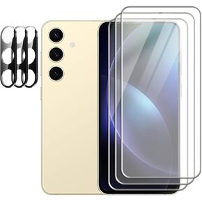 For Galaxy S24FE Screen Protector [3+3 Pack] Camera Lens Protector Fingerprint Unlock Support, HD Tempered Glass, Touch Sensitive, Anti Scratch, for Samsung S24 FE 5G Glass Screen Protector