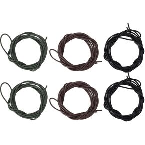 6PCS 2 Meter Silicone Rubber Heat Shrink Tubes for Carp Fishing Anti-Tangle Rig Bait Fishing Tackle in 3 Colours for Carp Fishing Hair Rigs, Green, Brown, Black