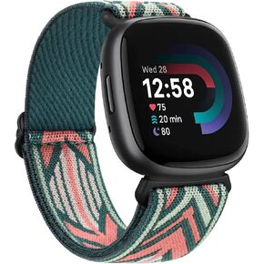 أساور Amzpas متوافقة مع Fitbit Versa 4 Band/Fitbit Versa 3 Bands/Fitbit Sense Band/Fitbit Sense 2 Band للنساء والرجال، بديل حزام النايلون المرن الناعم لـ Fitbit Versa 4/Versa 3/Sense 2