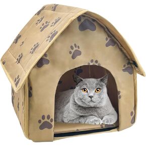 Cat House for Pet Cats, Foldable Warm and Soft Cats Cave with Reusable Mat Easy to Assemble Cartoon Cute Kitten Tent Bed for Indoor Cats Kitty and Medium Small Dogs(Grey)