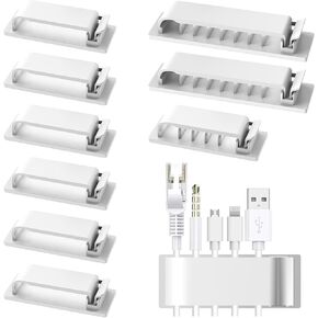Cable Management Clips, 10 Pieces Cord Organizers Including 3 Specifications of Acrylic Self-Adhesive Cable Organizers, Apply to Office/Desk Cord Clamps/Car/Phone/USB Cable Arrange