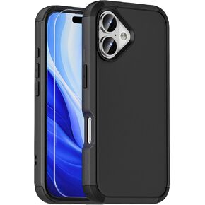 X-belmox Case for iPhone 16 with Screen Protector, 3-Layer for iPhone 16 Protective Case Heavy Duty Protection, [Wireless] Rugged for iPhone 16 Phone Case Shockproof, Durable 16 Cover 6.1 Inch, Black