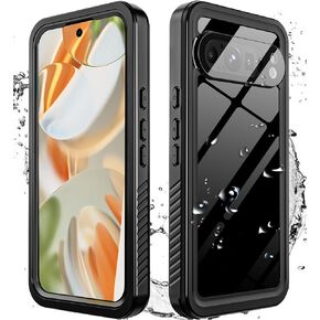 Hllhunkhe for Goolge Pixel 9 Pro Case, Waterproof Case with Built-in Screen Protector, Rugged Full Body Underwater Dustproof Shockproof Drop Proof Protective Cover, Black