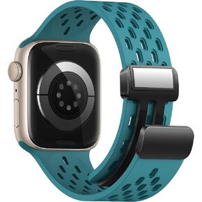 Magnetic Anti Sweat Sport Band for Apple Watch, Waterproof Breathable Silicone Correas. Para Compatible iWatch Ultra SE Series 9/8/7/6/5/4/3/2/1,For Women Men, 42mm 44mm 45mm 49mm