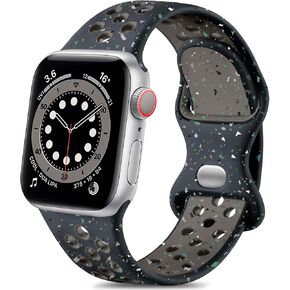 Lerobo Sport Band متوافق مع Apple Watch Band 38mm 40mm 41mm 45mm 44mm 42mm للنساء والرجال، حزام معصم بديل رياضي من السيليكون الناعم قابل للتنفس متوافق مع iWatch SE Series 7 6 5 4 3 2 1