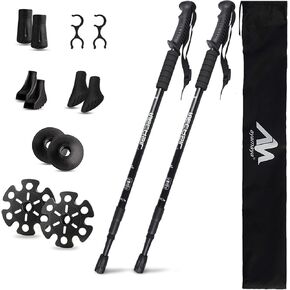 AYAMAYA Carbon Fiber Trekking Poles - Hiking Poles Collapsible Lightweight, Shock-Absorbent Walking Sticks for Women Men with Cork EVA Grips, Flip Locks, All Terrain Accessories for Mountaineering