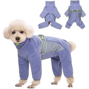 Dog Winter Warm Coats 4-Legs Fleece for Small Medium Large Dogs,High Collar Dog Cold Weather Coat Full Body,Dog Snowsuit Comfort Windproof with Reflective Zipper Leash Hole_XL(Pink)