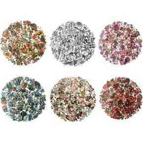 360 Pieces Clear Flower Stickers, Maxleaf Waterproof Transparent Vintage Floral Botanical Aesthetic Decals Journaling Stickers for Nature Planners Junk Journal Art Crafts Scrapbooking Supplies