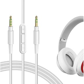 Geekria Audio Cable with Mic Compatible with Beats Studio 3, Studio 2, Studio, Solo 3, Solo 2, Mixr, Pro Cable, 3.5mm Replacement Stereo Cord with Inline Microphone and Volume Control (4 ft/1.2 m)