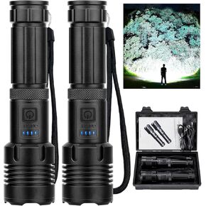 Rechargeable LED Flashlights High Lumens,990,000 Lumens Super Bright Flashlight,High Powerful Flash Light 5 Modes,Waterproof for Outdoor Emergency Camping Hiking