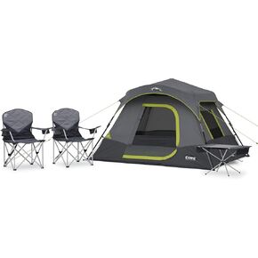 CORE 4 Person Instant Cabin Tent Camping Set | Includes 1 Instant Tent, 1 Outdoor Table & 2 Camp Chairs | Pop Up Tent with 60 Second Setup | Perfect for Family Car Camping with Included Carry Bag