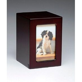 Pet Urn Peaceful Pet Memorial Keepsake Urn,Photo Box Pet Cremation Urn,Dog Urn,Cat Urn,Small Animal Urn, Size,Medium, Color,Cherry, 25 cu.in