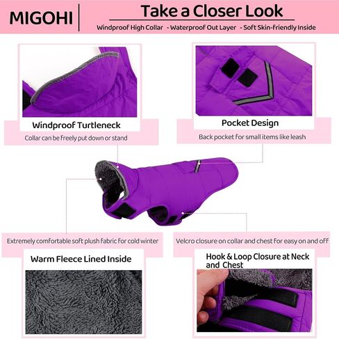 MIGOHI Warm Dog Winter Coat with Leash Hole and Furry Collar,Red,3XL in Saudi Arabia