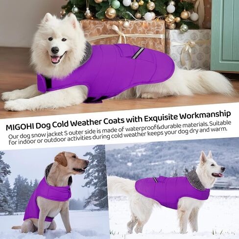 MIGOHI Warm Dog Winter Coat with Leash Hole and Furry Collar,Red,3XL in Saudi Arabia