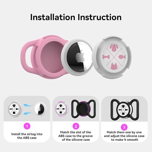Waterproof Airtag Holder for Dog Collar, Airtag Holder for Cat Collar, Silicone Soft Lightweight Airtag Holder,Airtag Holder-2 Pack (Pink + Rose, Small) in Saudi Arabia