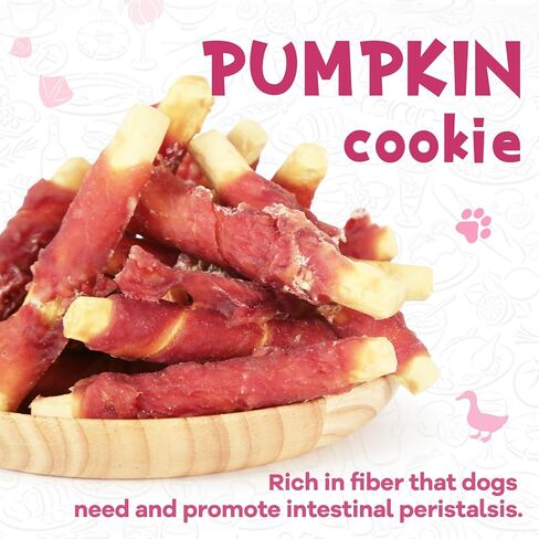 Dog Treats Chicken Wrapped Biscuits Pumpkin Sticks, Rawhide Free Soft Chewy w/Taurine, Dog Training Treats,12.5 oz in Saudi Arabia